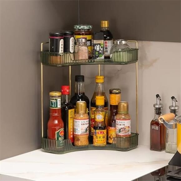 2-Tier Corner Bathroom Counter Organizer – Classic Storage Shelf for Makeup - Picture 6 of 7